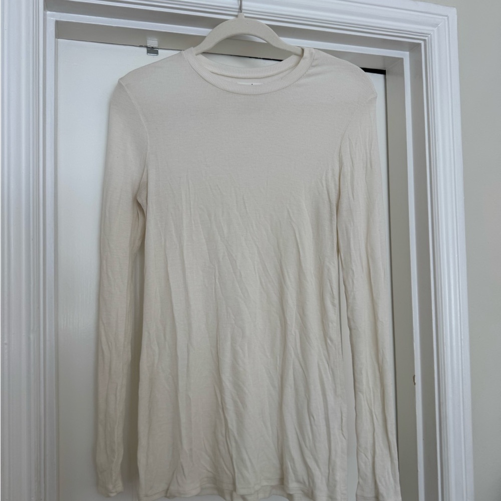 Reformation Cream Ribbed Long Sleeve Top